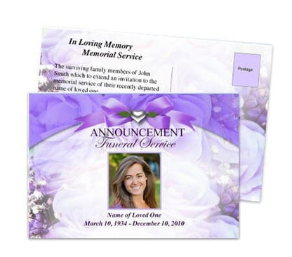 Amethyst Funeral Announcement Template.