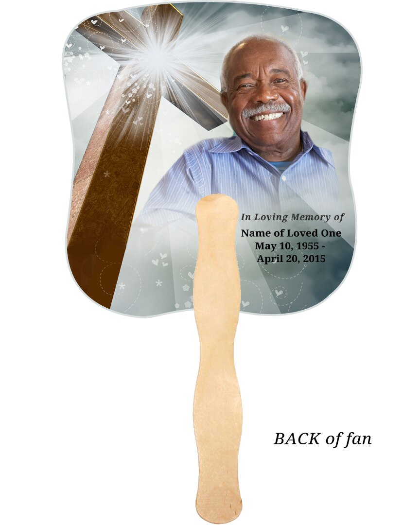 Eternal Cardstock Memorial Fan With Wooden Handle (Pack of 10).