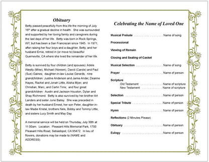 Branches Funeral Program Template.