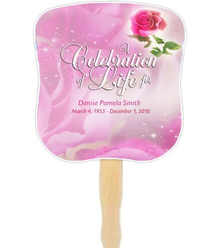 Petals Cardstock Memorial Fan With Wooden Handle (Pack of 10).