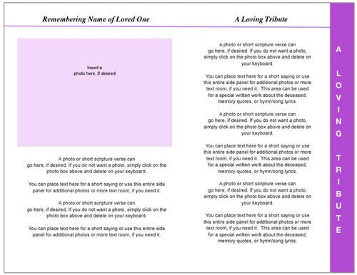 Lavender 8-Sided Funeral Graduated Program Template.