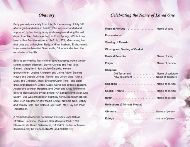 Rapture Funeral Program Template.