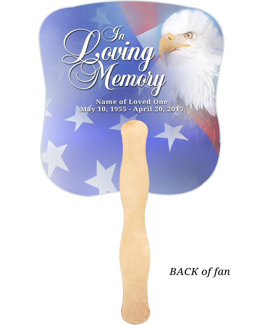 Patriotic Cardstock Memorial Fan With Wooden Handle (Pack of 10).