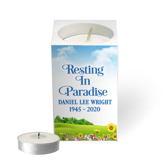 Outdoor Personalized Mini Memorial Tea Light Candle Holder.