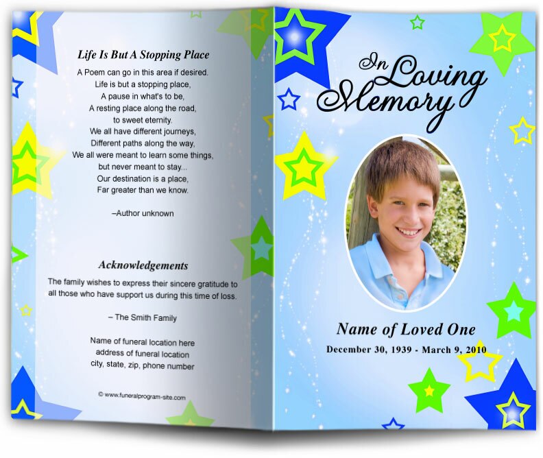 Starry Funeral Program Template.