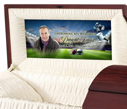 Custom Casket Panel Insert - Football Design.