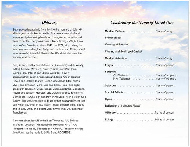 Ivory Funeral Program Template.