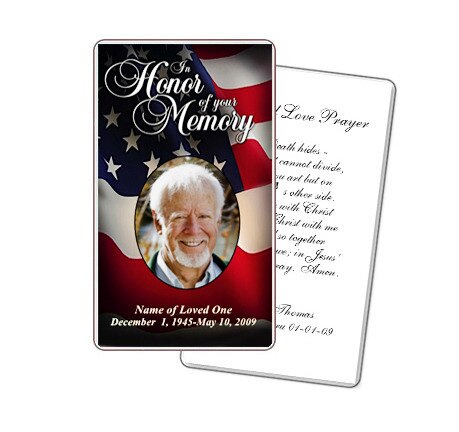 US Flag Prayer Card Template.