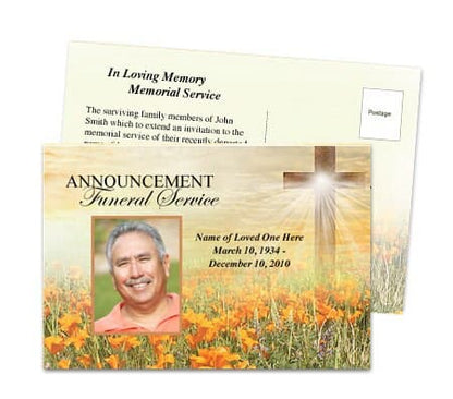 Savior Funeral Announcement Postcard Template.