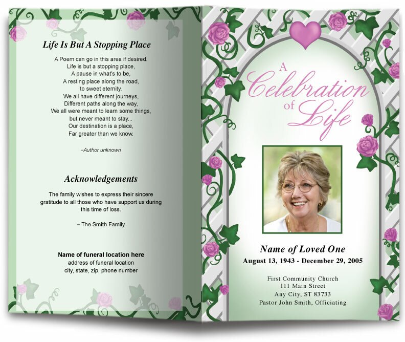 Trellis Funeral Program Template.