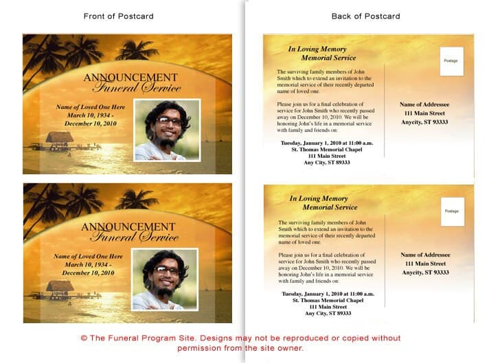Island Funeral Announcement Template.