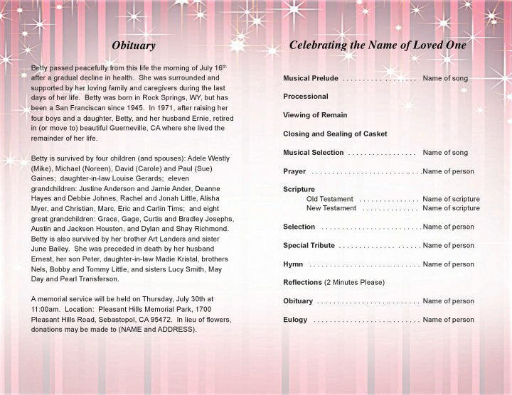 Brilliance Funeral Program Template.