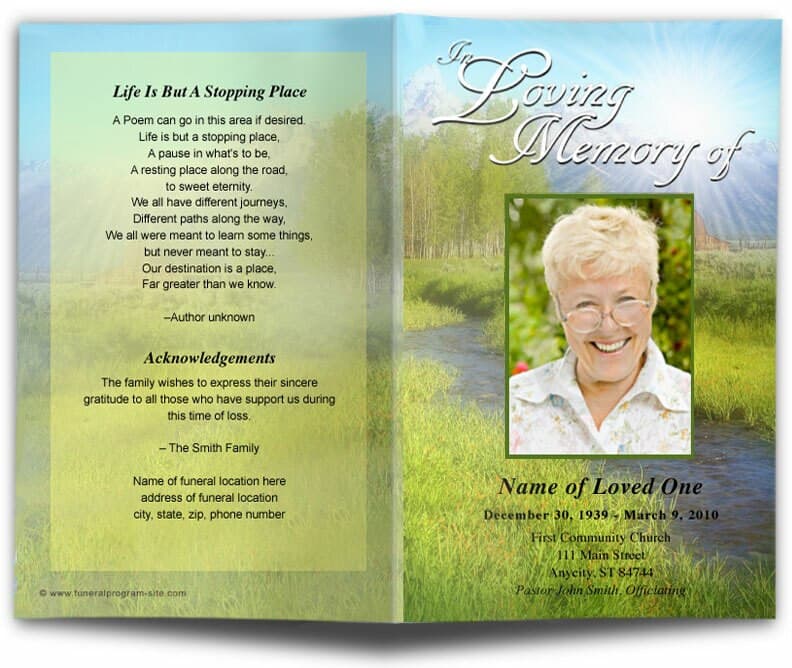 Tranquil Funeral Program Template.