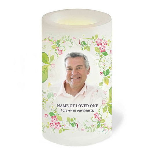 Garden Personalized Flameless Memorial LED Candle.