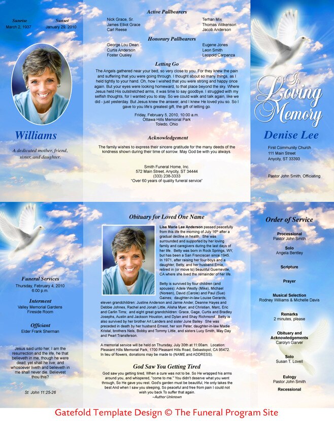 Peace Gatefold Funeral Program Template Funeral ProgramSite Funeral