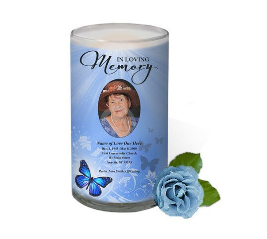 Butterfly Personalized Glass Memorial Candle.