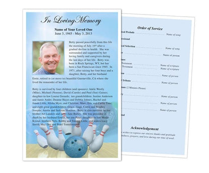 Bowling Funeral Flyer Template.