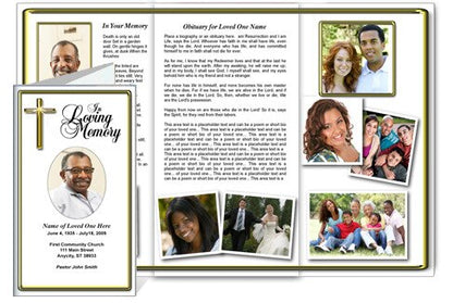 Embassy TriFold Funeral Brochure Template.