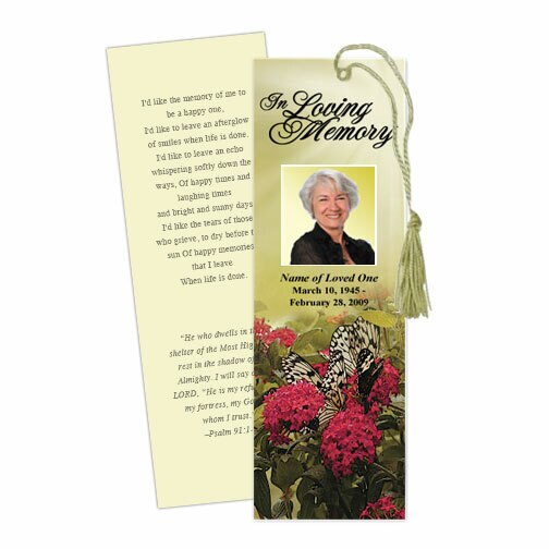 Bouquet Memorial Bookmark Template.