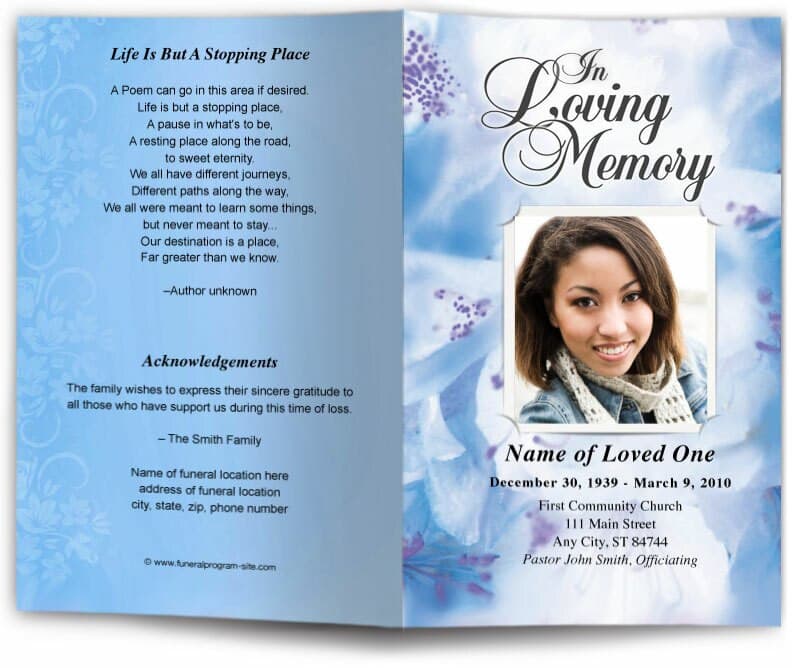 Lavender Funeral Program Template.