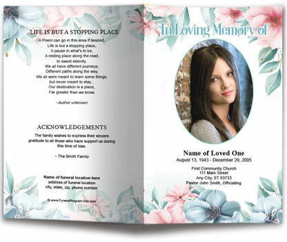 Willow Watercolor Funeral Program Template.