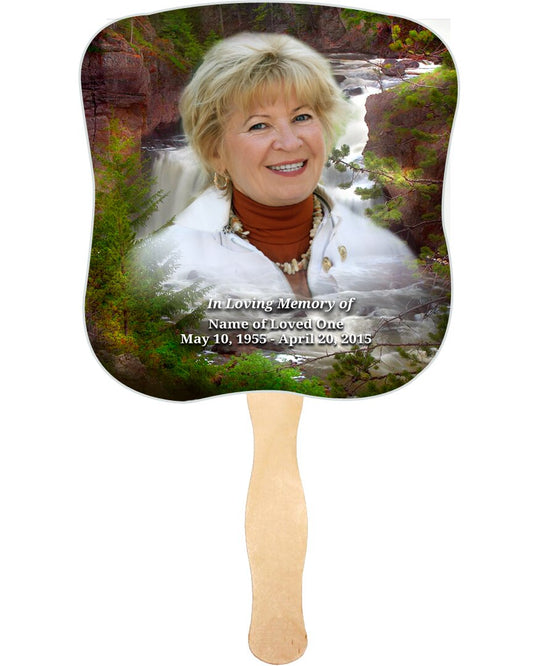 Graceful Cardstock Memorial Fan With Wooden Handle (Pack of 10).