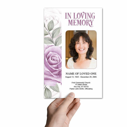 Rosette Watercolor Funeral Program Template.