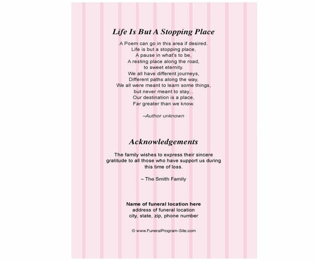 Celina Funeral Program Template.