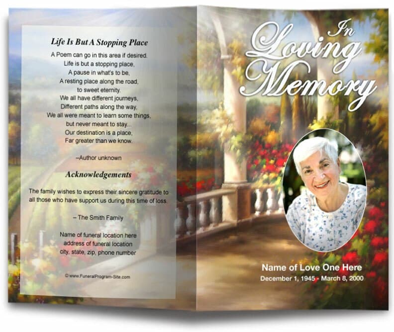 Tuscany Funeral Program Template.