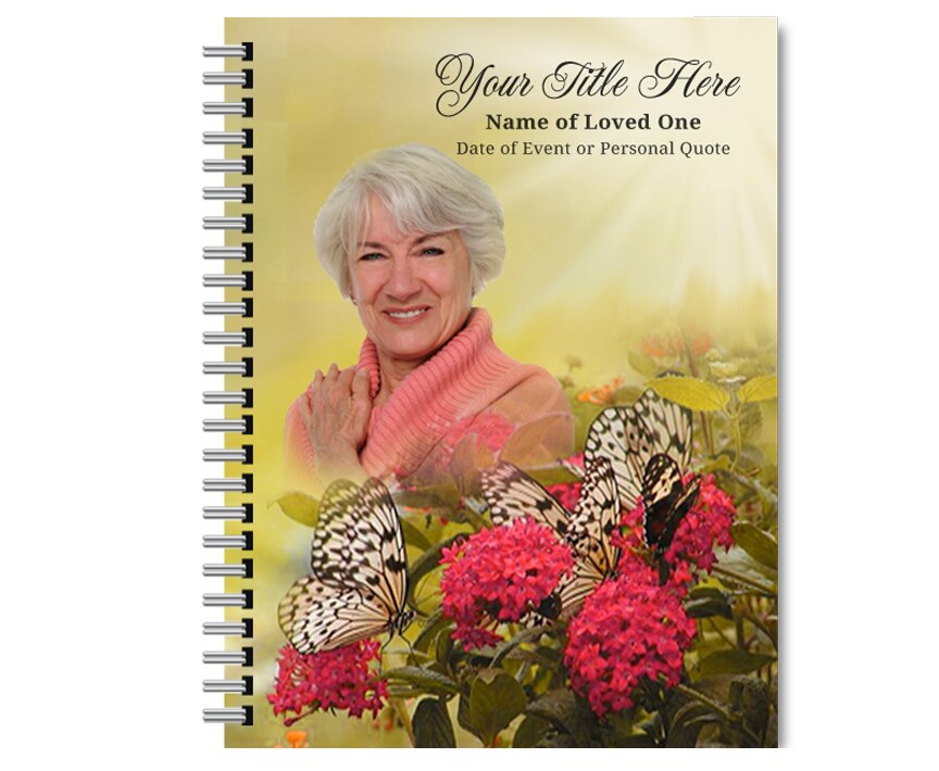 Bouquet Spiral Wire Bind Memorial Funeral Guest Book.