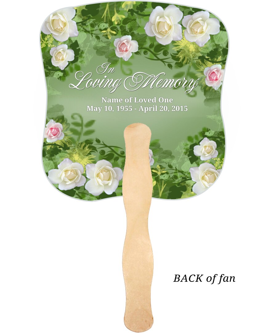 Garden Cardstock Memorial Fan With Wooden Handle (Pack of 10).