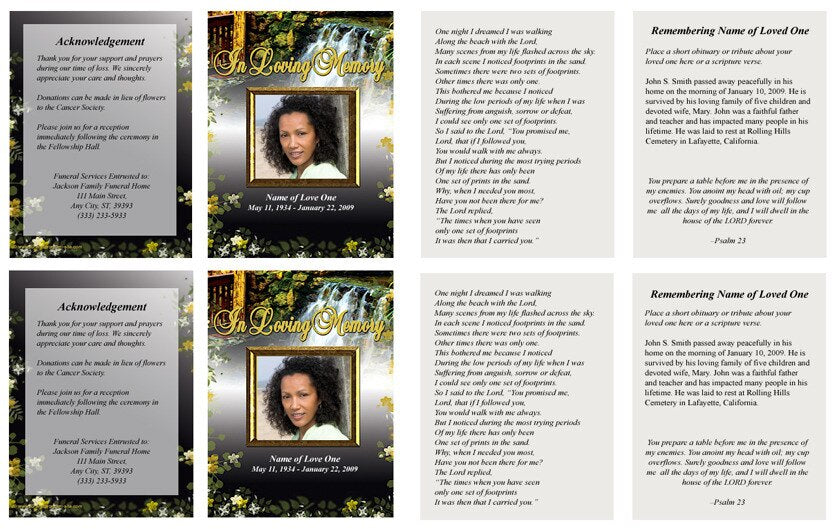 Serene Small Memorial Card Template.