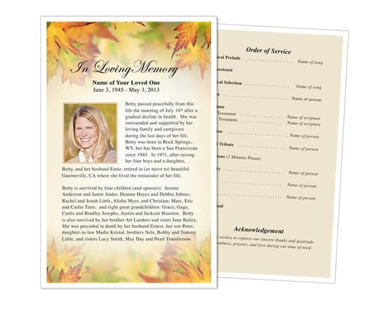 Autumn Funeral Flyer Template.