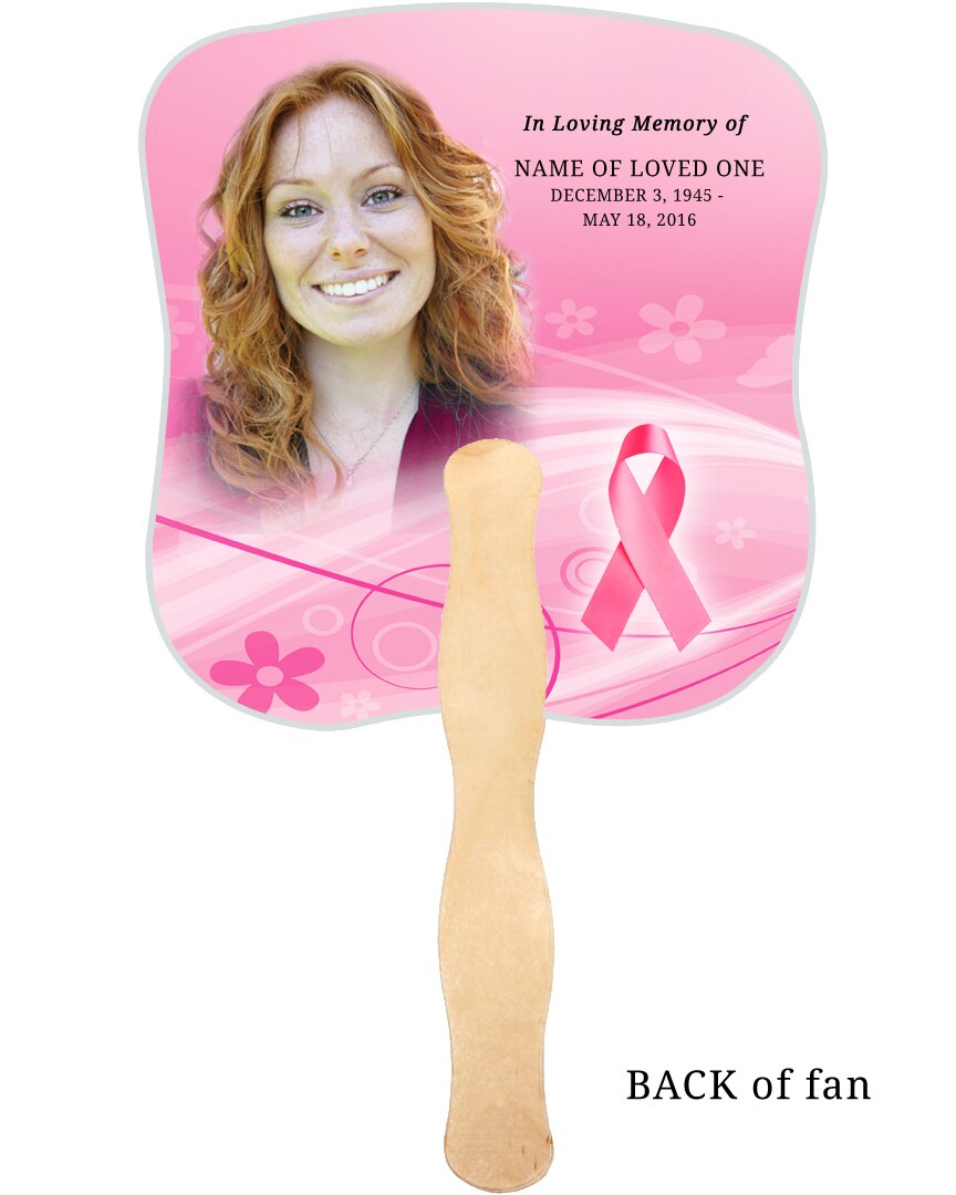 Awareness Cardstock Memorial Fan With Wooden Handle (Pack of 10).