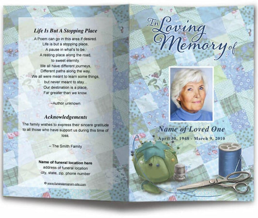 Quilt Funeral Program Template.