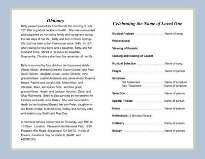 Angler Funeral Program Template.