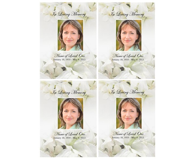 Lily Small Memorial Card Template.
