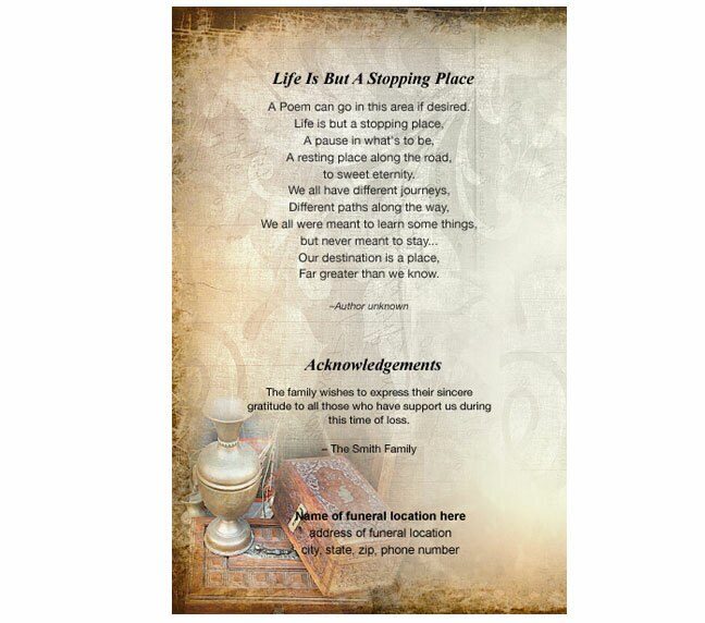 History Small Memorial Card Template.