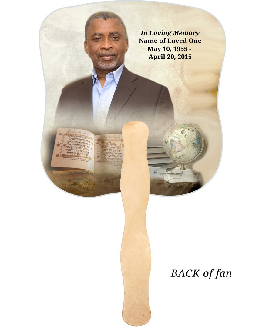 History Cardstock Memorial Fan With Wooden Handle (Pack of 10).