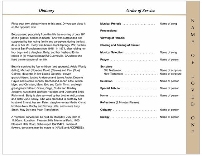 Alexandria 4-Sided Graduated Funeral Program Template.