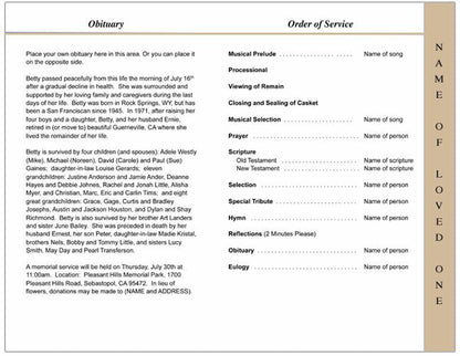 Alexandria 4-Sided Graduated Funeral Program Template.
