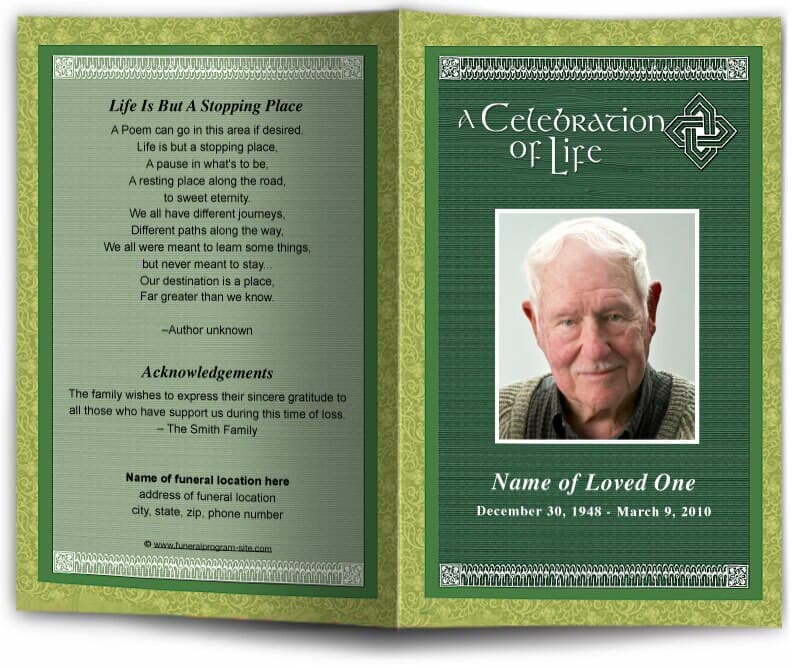 Celtic Funeral Program Template.