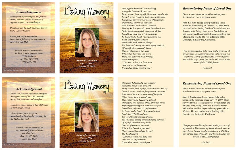 Shine Small Memorial Card Template.