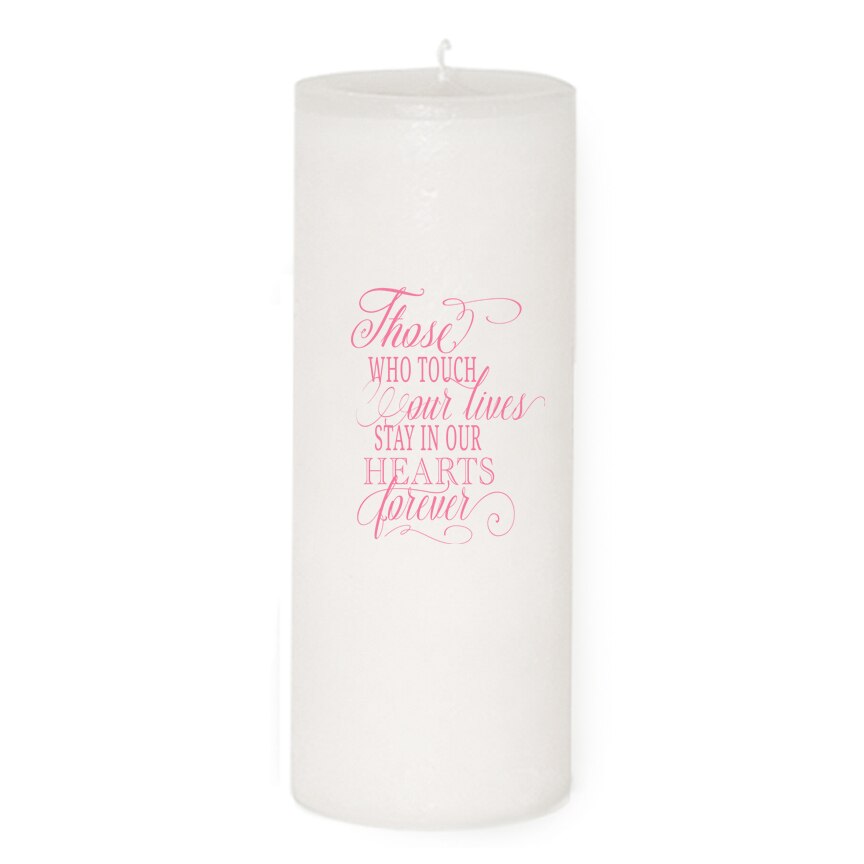 Blush Personalized Wax Pillar Memorial Candle.