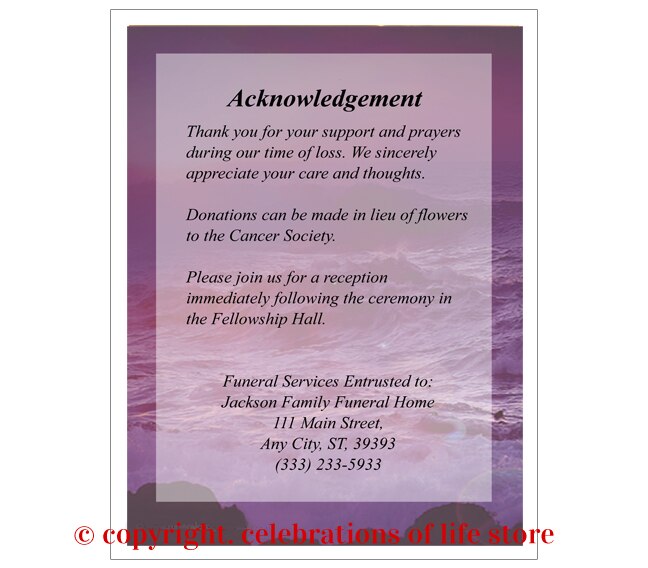 Twilight Small Memorial Card Template.