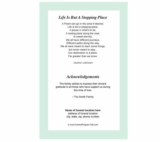 Allison 4-Sided Graduated Funeral Program Template.