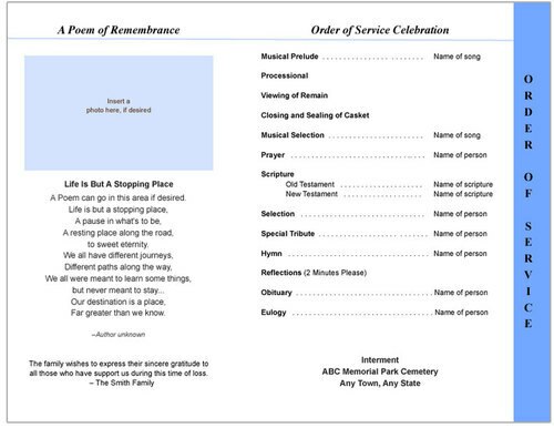 Ivory 8-Sided Funeral Graduated Program Template (Letter Size).