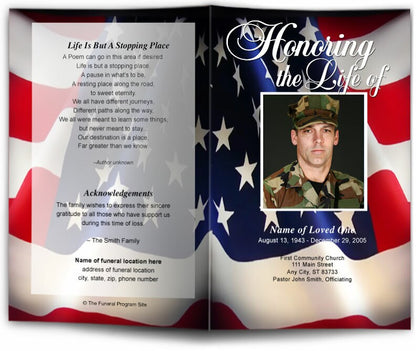 US Flag Funeral Program Template.