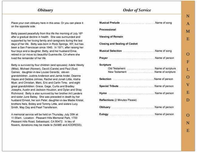 Floral 4-Sided Graduated Funeral Program Template.