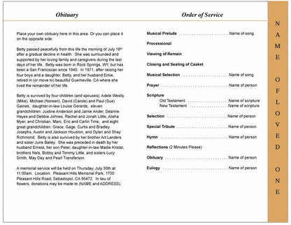 Floral 4-Sided Graduated Funeral Program Template.